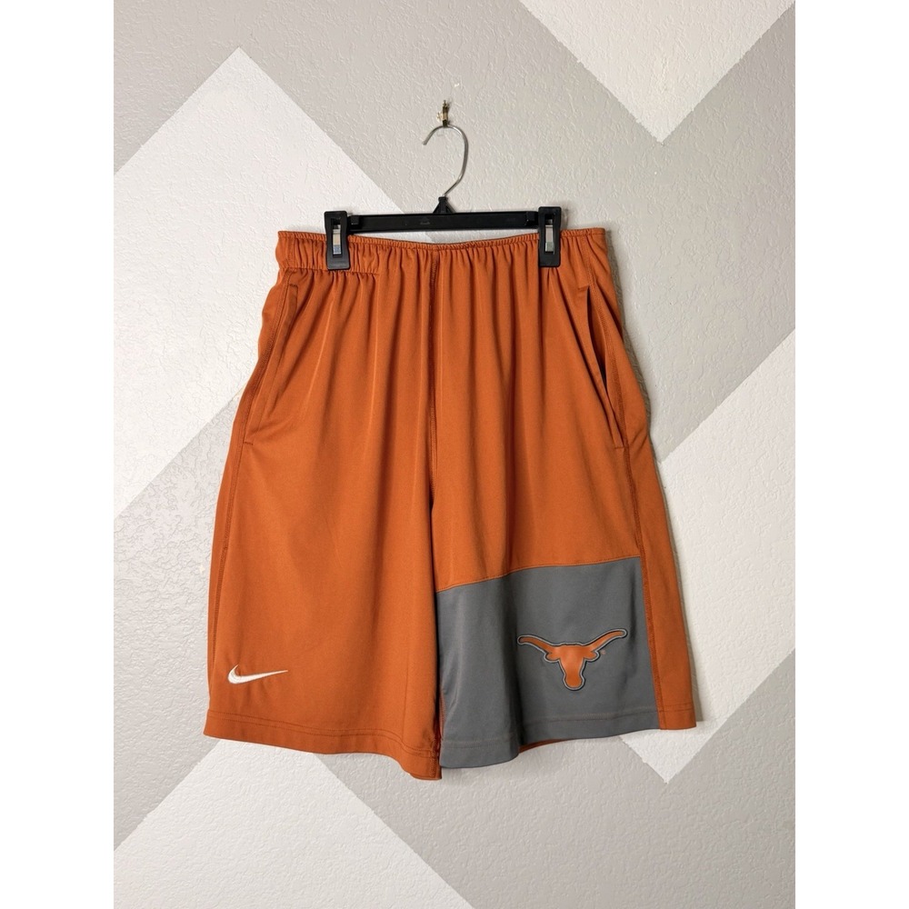 NIKE Texas Longhorns Dri-Fit Mesh Football Shorts Mens Size SMALL Orange Gray